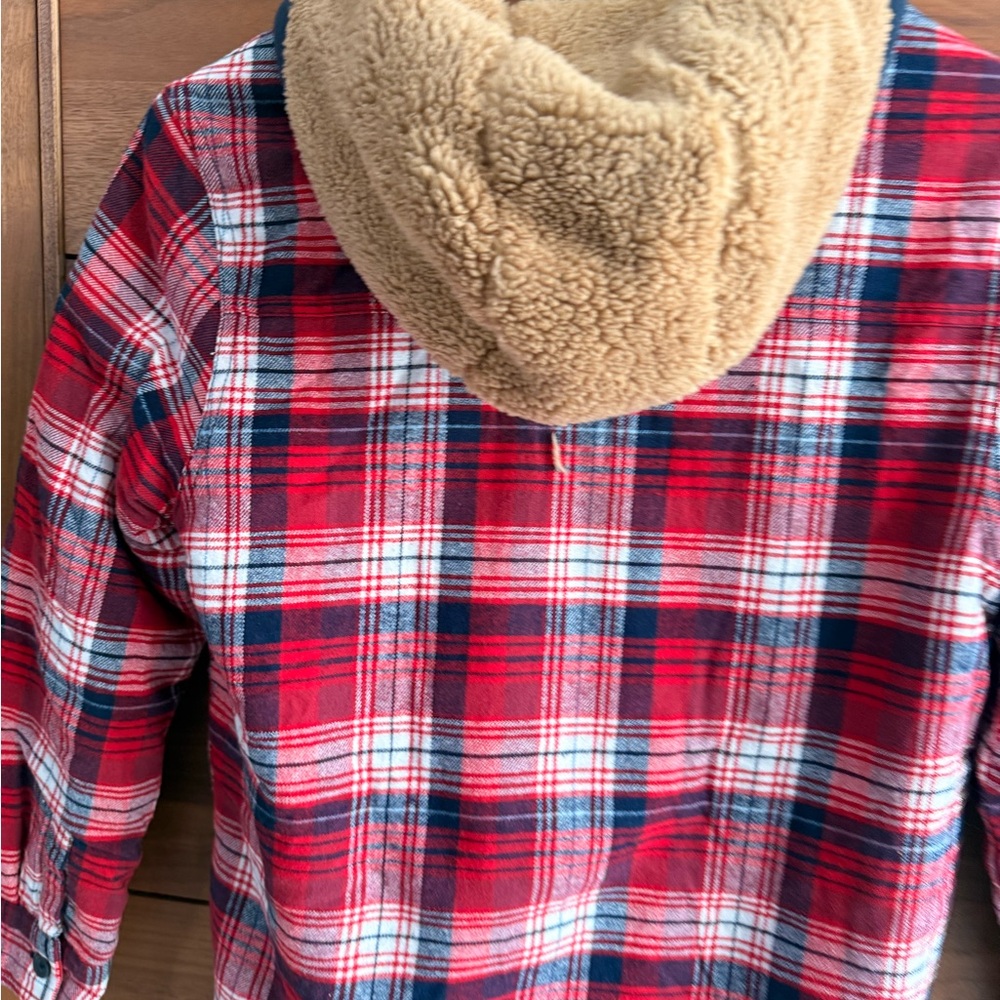 Fat Face Red and Blue Plaid Hooded Jacket - Picture 5 of 9